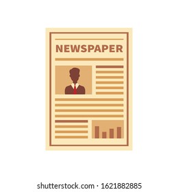 Newspaper vector icon in cartoon style. Newspapers with type and picture mock up isolated on white background.