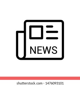 Newspaper vector icon, gazette symbol. Simple, flat design for web or mobile app