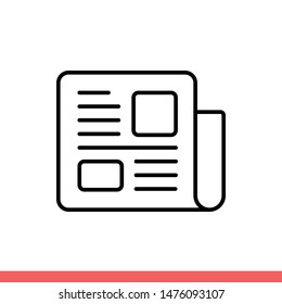 Newspaper vector icon, gazette symbol. Simple, flat design for web or mobile app