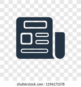 Newspaper vector icon isolated on transparent background, Newspaper transparency logo concept