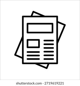 Signo de Plantilla de línea de ícono de Vector de periódico