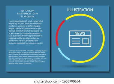 Newspaper vector icon , lorem ipsum Flat design