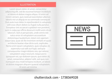 Newspaper vector icon , lorem ipsum Flat design