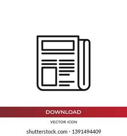 Newspaper vector icon in modern design style for web site and mobile app