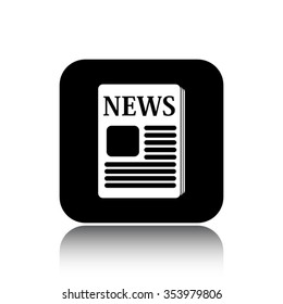 newspaper vector icon on black button with reflection