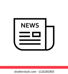 Newspaper vector icon, press gazette symbol. Simple, flat design for web or mobile app