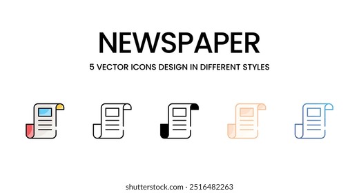 Ícone de vetor de jornal pronto para usar a ilustração de vetor