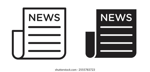 Newspaper vector icon set in black color.