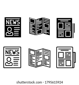 Conjunto de iconos vectoriales de periódico. colección de signos de ilustración de noticias. símbolo de prensa.