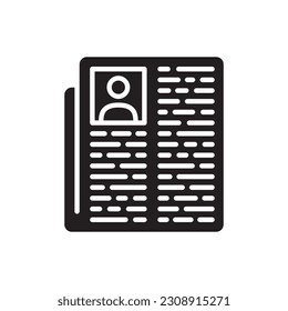 Icono vectorial del periódico. Diseño de letreros de periódicos. Pictograma de símbolo plano del periódico. icono de interfaz de usuario de UX