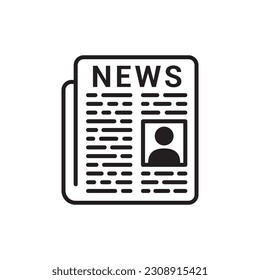 Icono vectorial del periódico. Diseño de letreros de periódicos. Pictograma de símbolo plano del periódico. icono de interfaz de usuario de UX