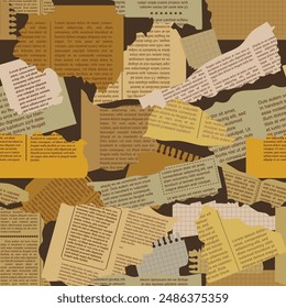 Newspaper. Vector illustration. Front view. Close up. Seamless pattern