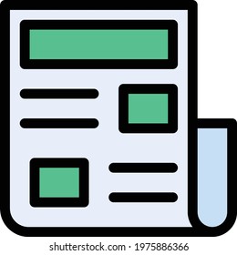 newspaper vector line colour icon