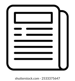 Diseño de ícono de línea de Vector de periódico