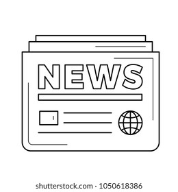 Newspaper vector line icon isolated on white background. Newspaper with article newsletter line icon for infographic, website or app. Icon designed on a grid system.