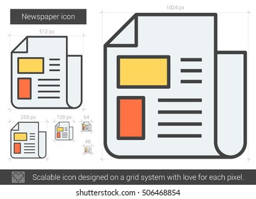 Newspaper vector line icon isolated on white background. Newspaper line icon for infographic, website or app. Scalable icon designed on a grid system.
