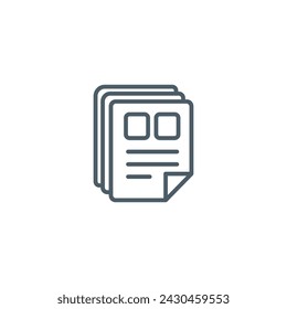 Icono de línea vectorial de periódico sobre fondo blanco, EPS 10