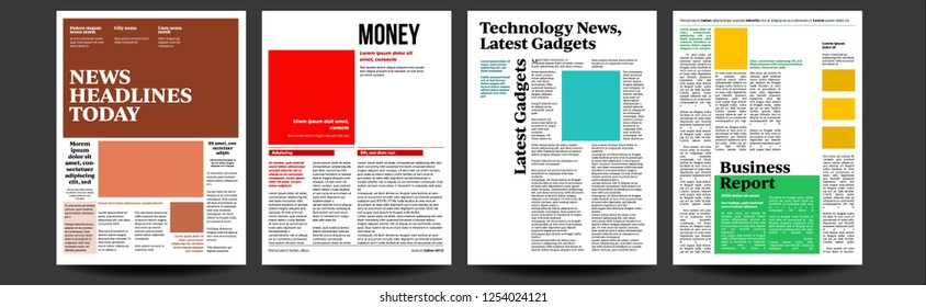 Newspaper Vector. Magazine Mockup Template. News Paper Tabloid Page Article. Breaking. Illustration
