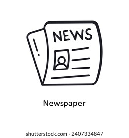 Newspaper vector  outline doodle Design illustration. Symbol on White background EPS 10 File 