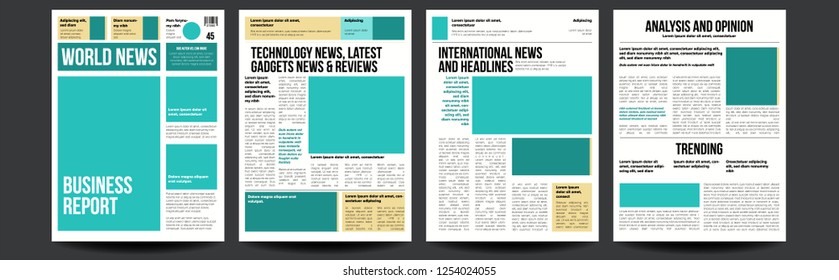 Newspaper Vector. Realistic Pages Template. News Page Layout. Columns And Photos. Illustration