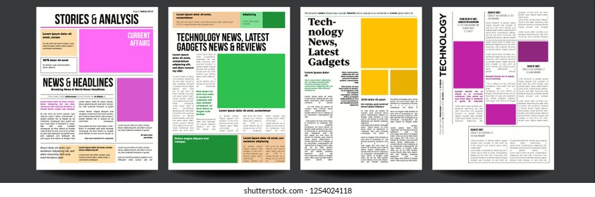 Newspaper Vector. Realistic Pages Template. News Page Layout. Columns And Photos. Illustration