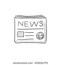 Newspaper vector sketch icon isolated on background. Hand drawn Newspaper icon. Newspaper sketch icon for infographic, website or app.