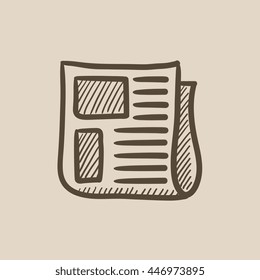 Icono de esbozo vectorial de periódico aislado en el fondo. Icono dibujado a mano del periódico. Icono de esbozo de periódico para infografía, sitio web o aplicación.