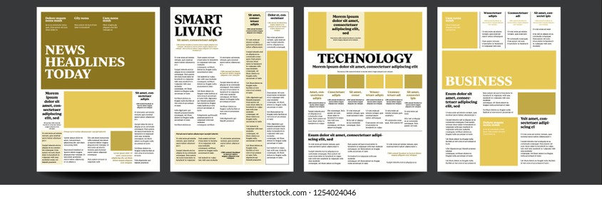 Newspaper Vector. With Text And Images. Daily Opening News Text Articles. Press Layout. Illustration
