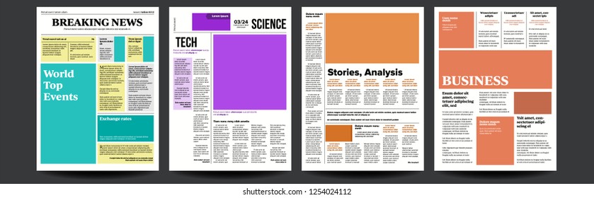Newspaper Vector. With Text And Images. Daily Opening News Text Articles. Press Layout. Illustration
