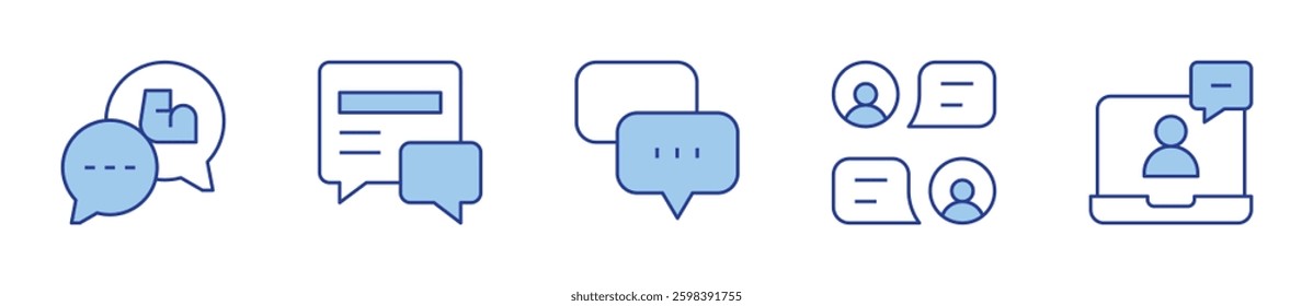 newspaper, video chat, speech bubble. Chat Icon vector illustration. Line Duotone style. Editable stroke.