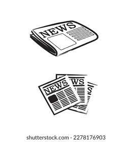 icono de línea delgada de la web del periódico sobre fondo blanco; oficina minimalista
