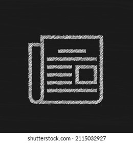 Icono del vector de esbozo blanco del periódico. Concepto de negocio de folletos