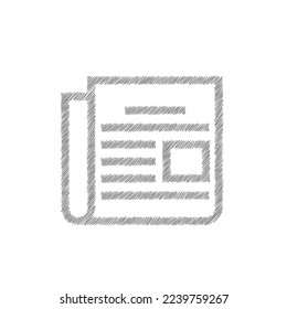 Newspaper white sketch vector icon. Brochure business concept