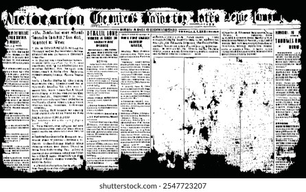 Newspaper with white unreadable text. Vintage grunge blurred paper news texture horizontal background