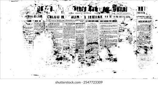 Newspaper with white unreadable text. Vintage grunge blurred paper news texture horizontal background. Grunge newspaper vector eps 10