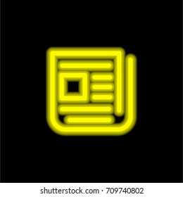 Newspaper yellow glowing neon ui ux icon. Glowing sign logo vector