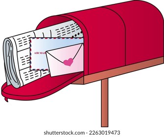 Newspapers, airmails and love letters in mailboxes