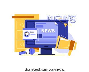 Newspapers and analysis, Business News ,flat design icon vector illustration