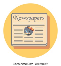 newspapers circle icon with shadow