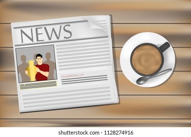 Newspapers and Coffee on the table vector