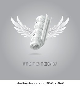 Newspapers are flying free in the feathers of birds. It's represent World Press Freedom Day.