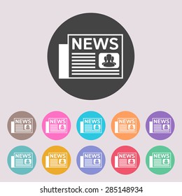 Newspapers icon. Set of colored icons.