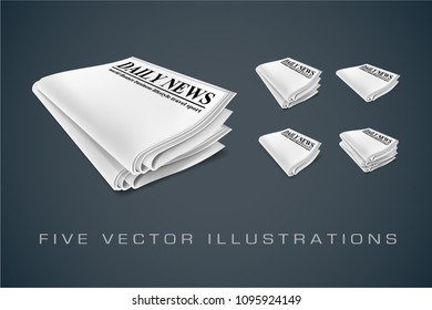 Newspapers. Illustrations isolated on dark background. Graphic concept for your design