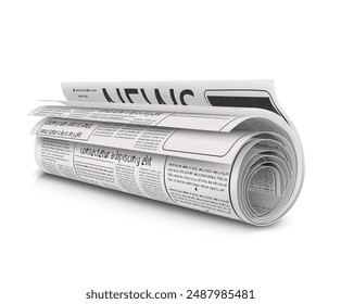 Newspapers are rolled into a tube. Vector illustration