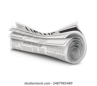 Newspapers are rolled. Vector illustration