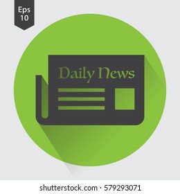 Newspapers Simple Flat Icon In Circle. Symbol Of Information. Papers Sign. Vector Illustration