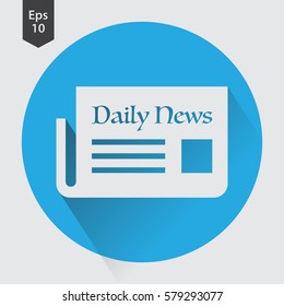 Newspapers Simple Flat Icon In Circle. Symbol Of Information. Papers Sign. Vector Illustration