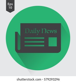 Newspapers Simple Flat Icon In Circle. Symbol Of Information. Papers Sign. Vector Illustration