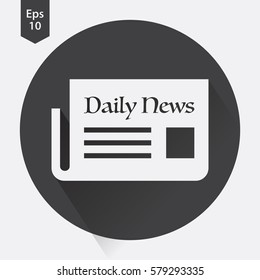 Newspapers Simple Flat Icon In Circle. Symbol Of Information. Papers Sign. Vector Illustration