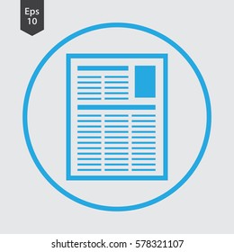 Newspapers Template In Circle. Simple Flat Icon Of Layout. Symbol Of Paper Page. Sign Of Newspapers Sheet. Vector Illustration
